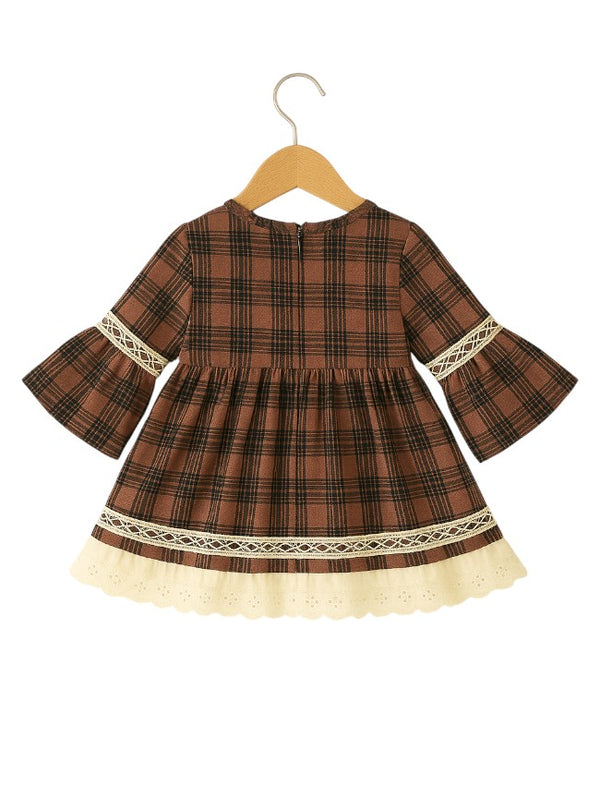 فستان بناتي كاروهات شتوي