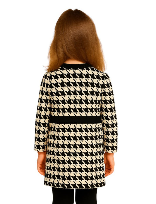 فستان أنيق بناتي بنقشة كلاسيكية