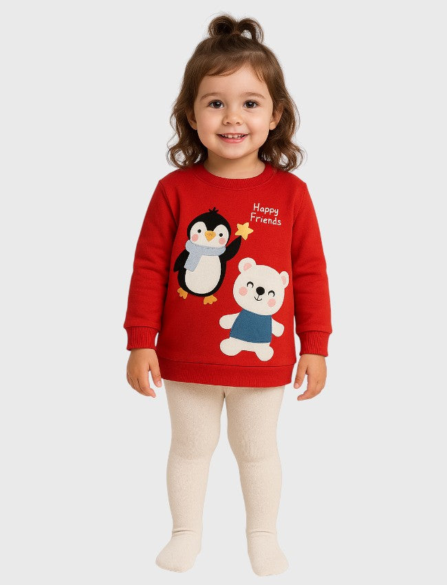 طقم شتوي للبنات – راحة ودفا بتصميم طفولي جذاب