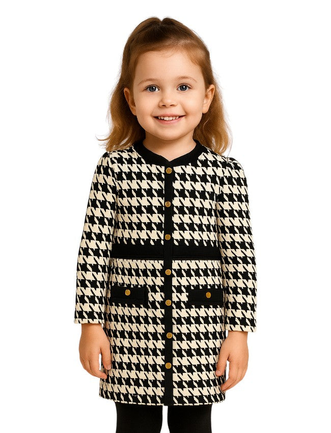 فستان أنيق بناتي بنقشة كلاسيكية