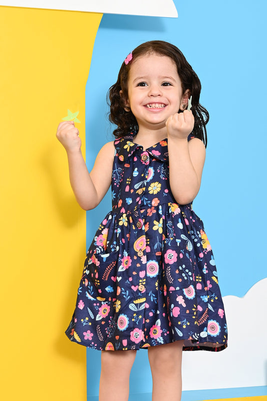 فستان اطفال بناتي مزين بورود للعيد