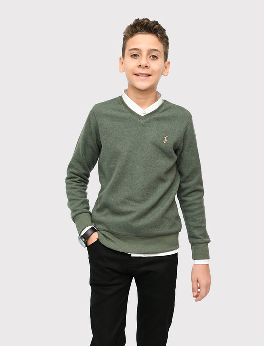 بلوفر اولادي تريكو قصة عادية لياقه V للعيد