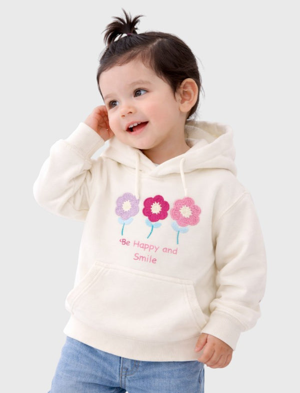 هودي بناتي  خريفي مزين بورود تريكو