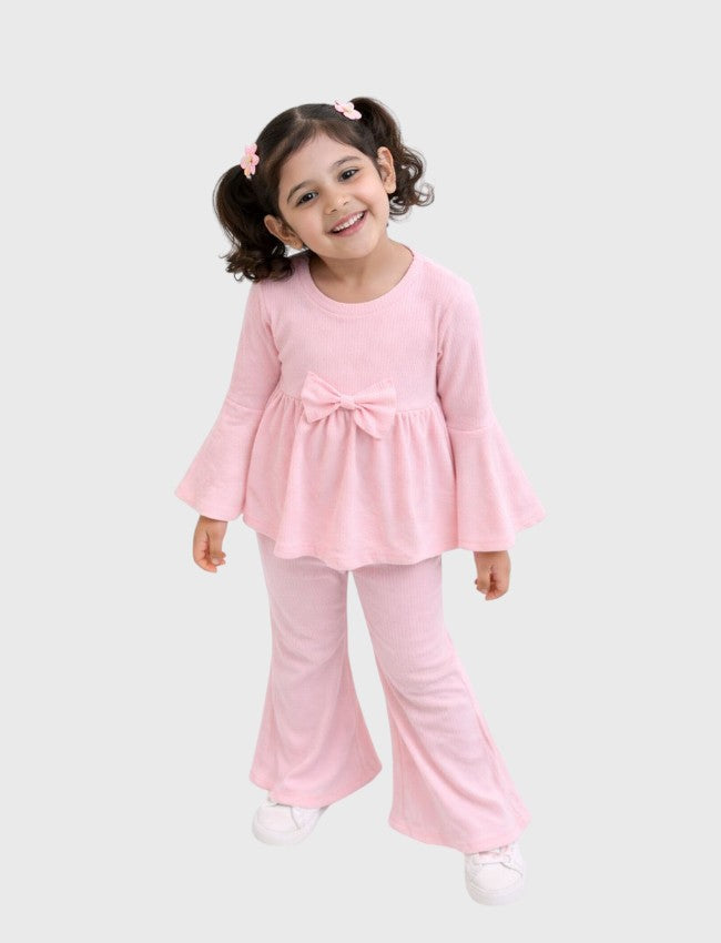 سوت بناتي قطيفه مضلع شتوي بفيونكه