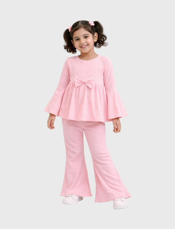 سوت بناتي قطيفه مضلع شتوي بفيونكه