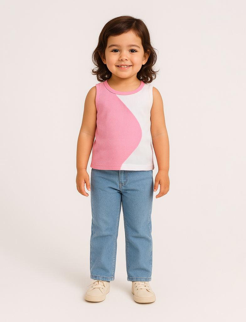 توب بناتي بدون أكمام صيفي