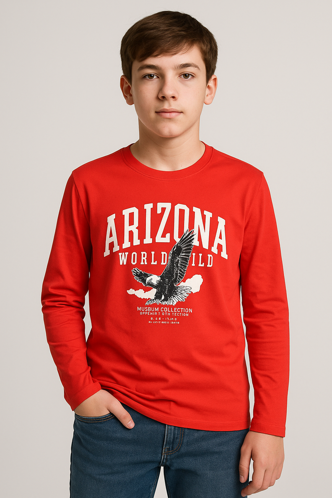 تيشيرت أولادي بكم طويل ورقبة دائرية - تصميم أنيق وجودة عالية للعيد