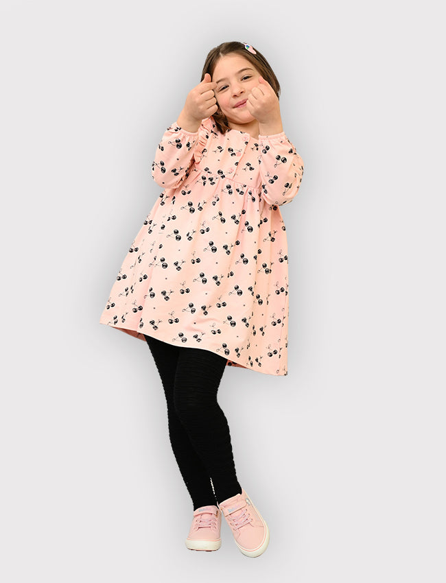 فستان بناتي بنقشة كرز للعيد