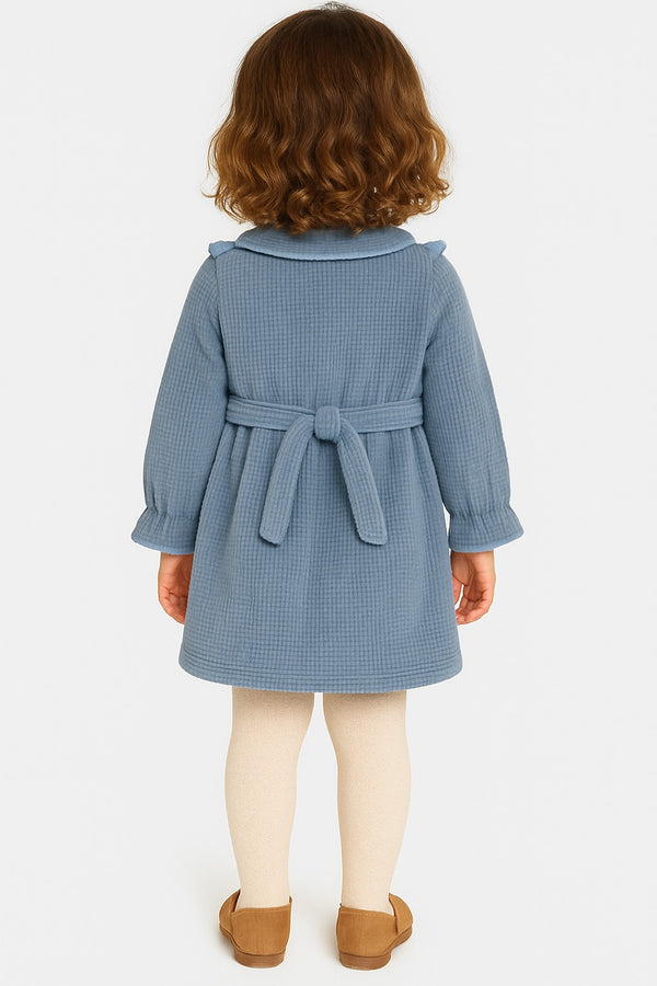 فستان بناتي قطيفة بيسكوتة مبطّن – أناقة دافئة لطفلتك