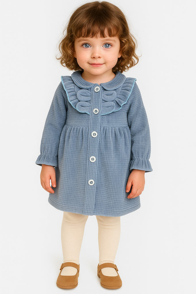 فستان بناتي قطيفة بيسكوتة مبطّن – أناقة دافئة لطفلتك