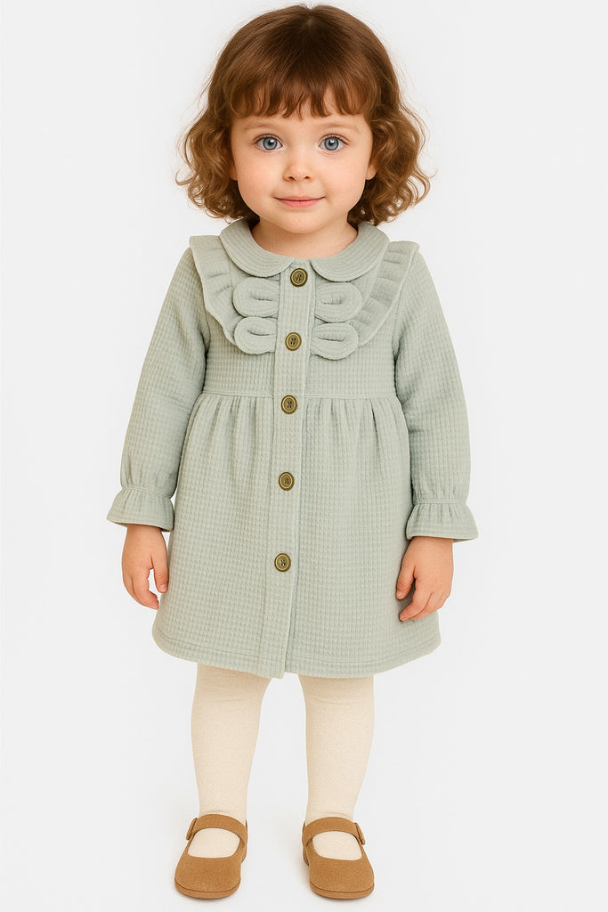 فستان بناتي قطيفة بيسكوتة مبطّن – أناقة دافئة لطفلتك