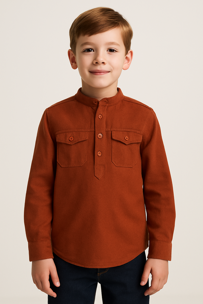 قميص ولادي كتان كاجوال للعيد