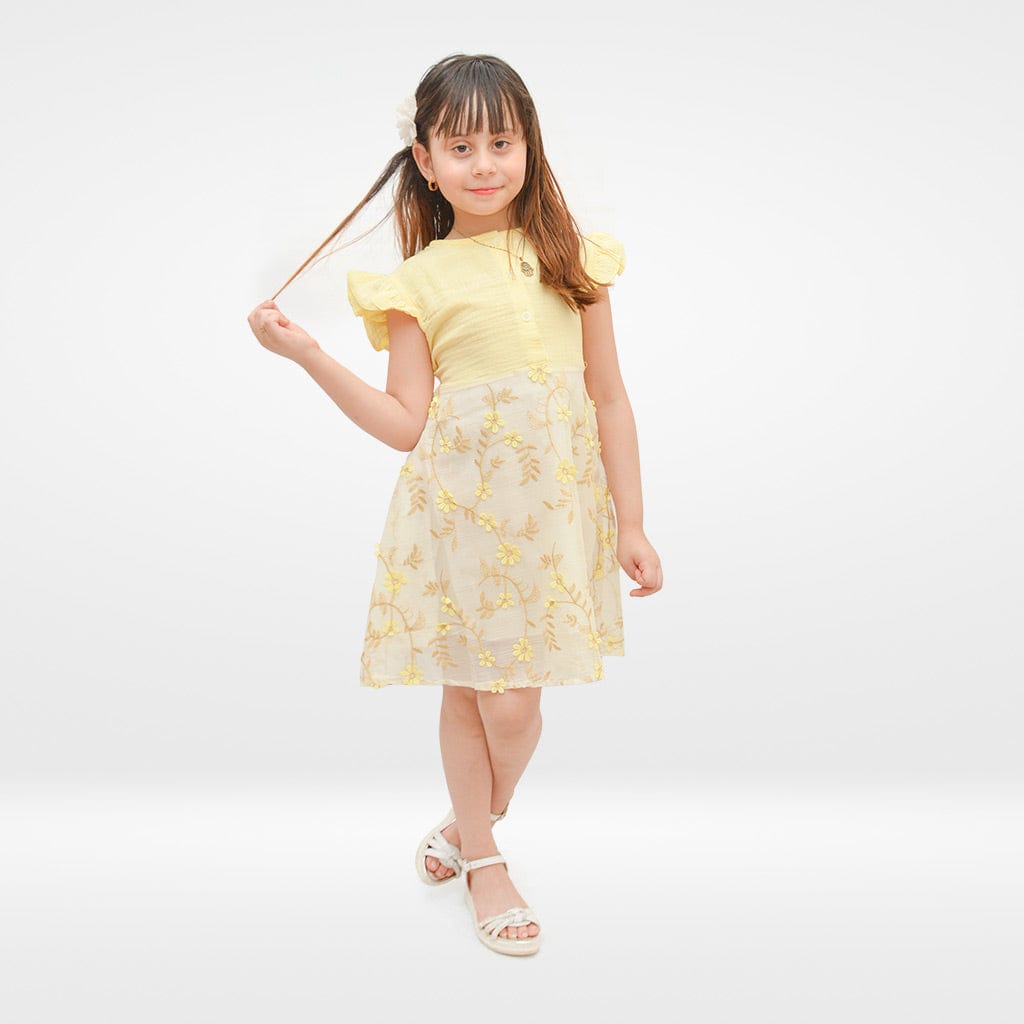 فستان بناتي صيفي مزخرف بزهور - ألاأونا | ملابس اطفال