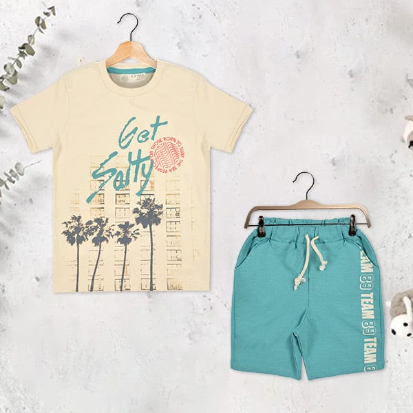 طقم ملابس ولادي صيفي برسمة أشجار - ألاأونا | ملابس اطفال